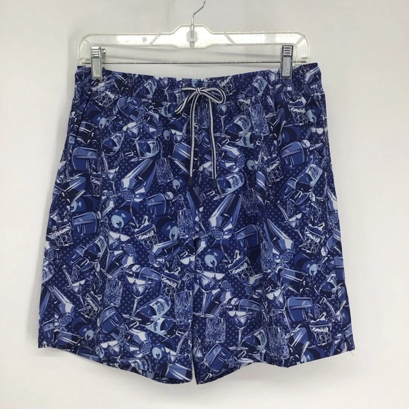 Peter Millar Men’s NWOT Seaside Swim Trunks Lined Blue Cocktails Size Medium - Picture 2 of 9